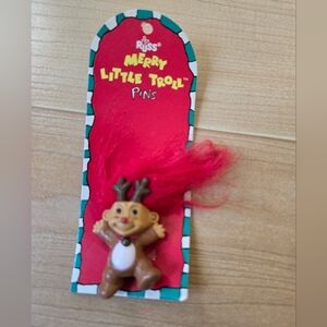 Vintage 1990s Christmas Merry Little troll pin/brooch, NWT